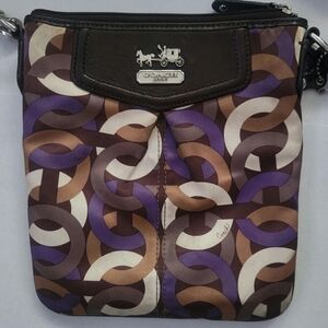 Coach Purple and Brown Geometric Crossbody Bag